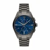 Emporio Armani Herren Armbanduhr Chronograph Gunmetal / Blau AR11481