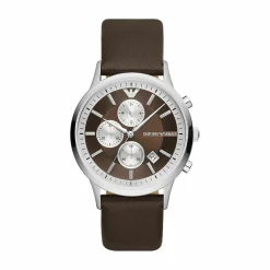 Emporio Armani Herren Armbanduhr Chronograph Braun / Silber AR11490