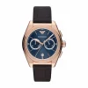 Emporio Armani Herren Armbanduhr Chronograph Blau/Roségold AR11563