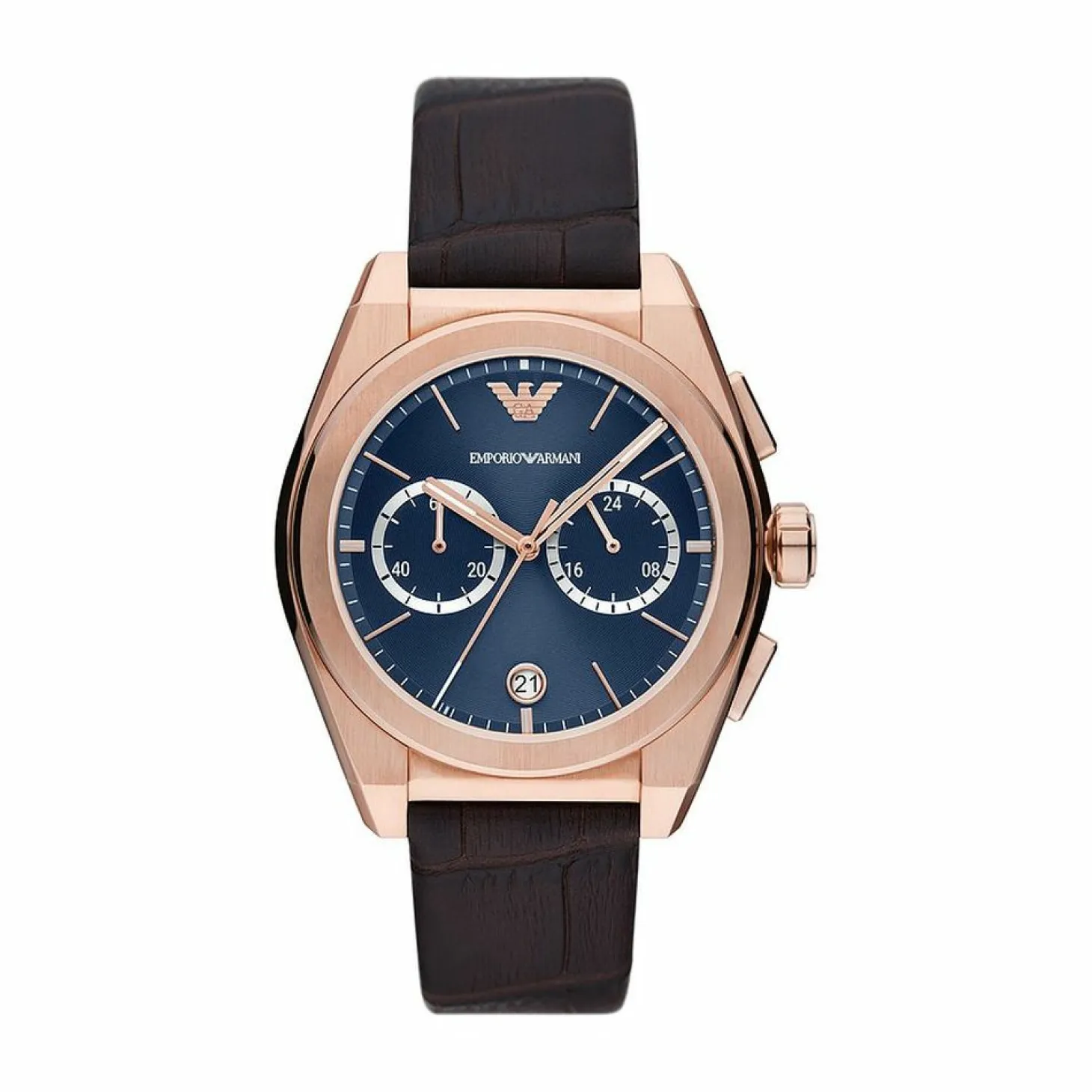 Emporio Armani Herren Armbanduhr Chronograph Blau/Roségold AR11563