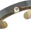 Ernstes Design Damen Armspange Teil goldbeschichtet mit Perle Silber A49-MI