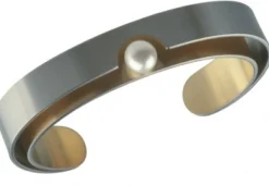 Ernstes Design Damen Armspange Teil goldbeschichtet mit Perle Silber A49-MI