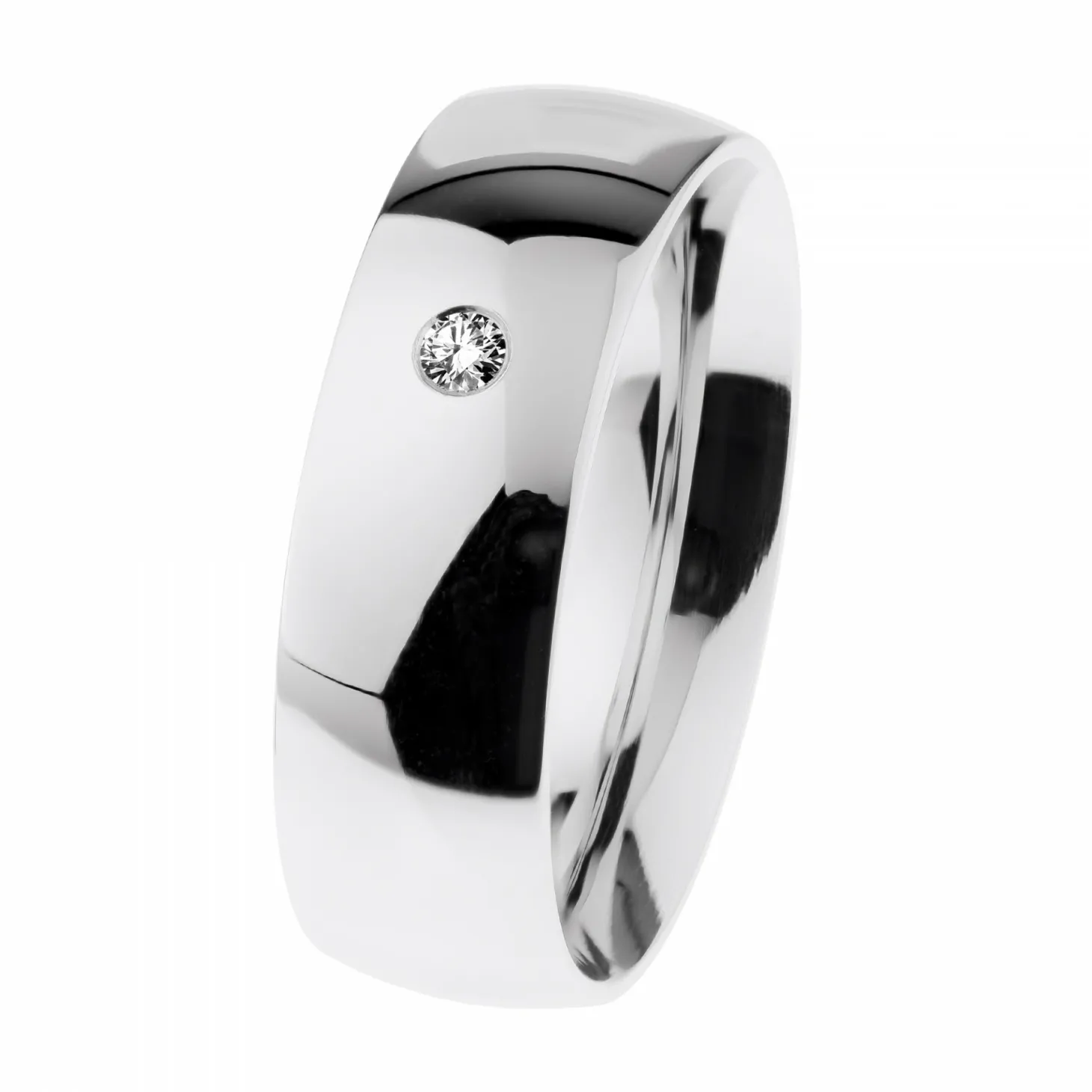 Ernstes Design Damen Diamant Ring Trauring Breite 6,5mm Größe 55 Silber R606-55