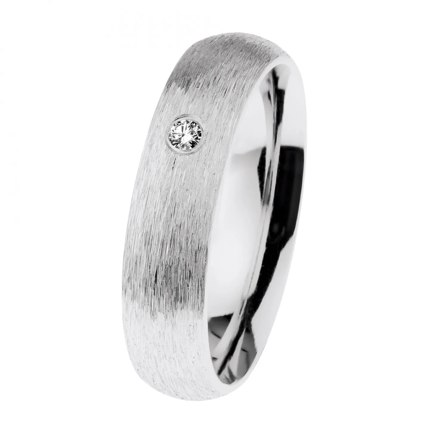 Ernstes Design Damen Diamant Ring Trauring Breite 5 mm Größe 55 Silber R614-55