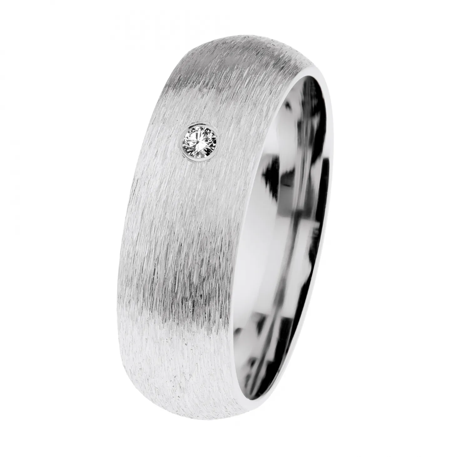 Ernstes design Damen Diamant Ring Trauring Breite 6,5 mm Größe 55 Silber R616-55