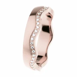 Ernstes Design Damen Wellenring mit Zirkonia Reihe Größe 57 Rosegold R580-57