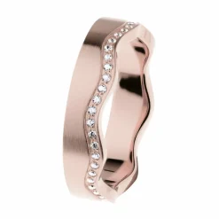 Ernstes Design Damen Wellenring mit Zirkonia Reihe Größe 57 Rosegold R555-57