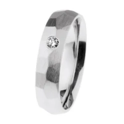 Ernstes Design Trauring mit Diamant mattiert, facettiert und poliert R655-55