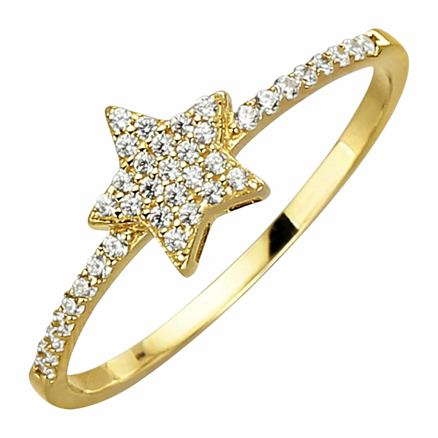 Fascination by Ellen K. 375 Gold mit Stern-Motiv und Zirkonia weiß Ring 41676925108318
