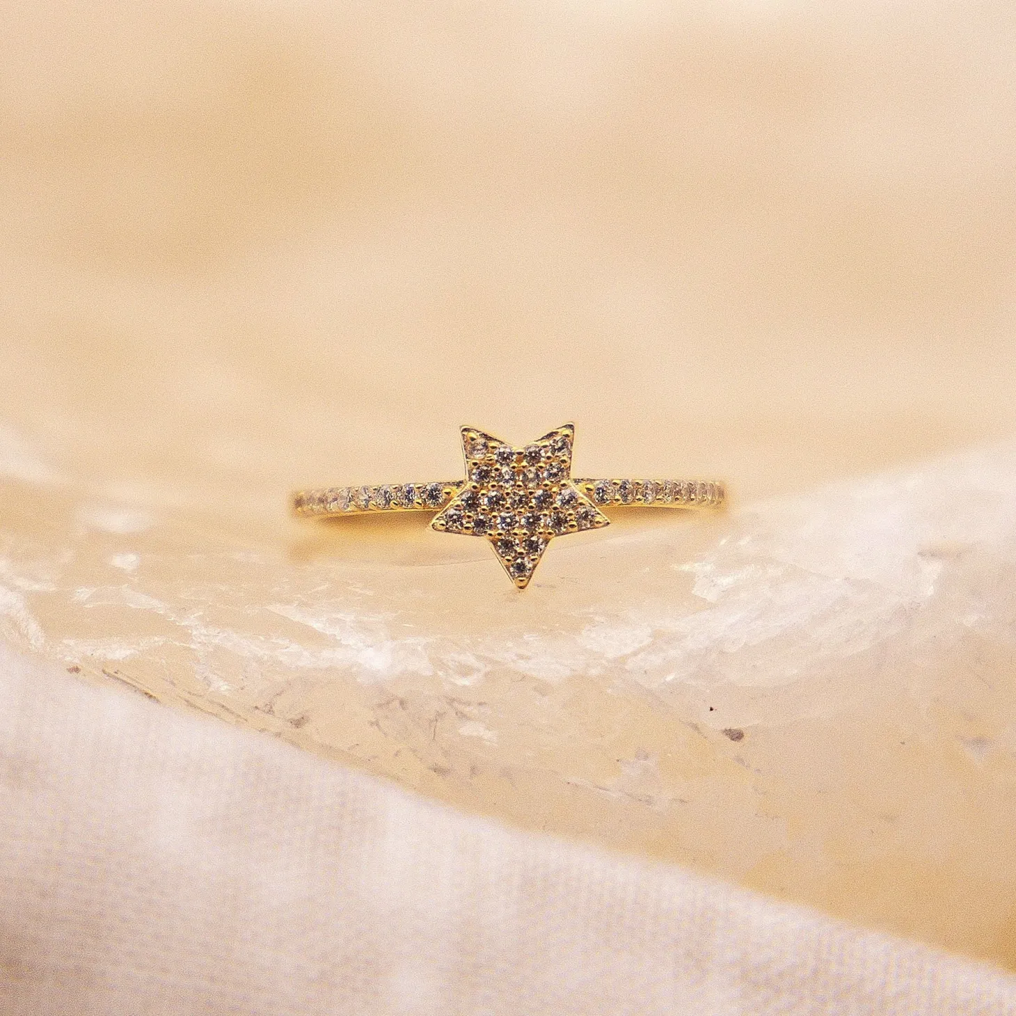 Fascination by Ellen K. 375 Gold mit Stern-Motiv und Zirkonia weiß Ring 41676925108318