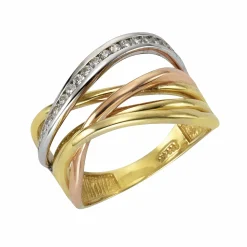 Fascination by Ellen K. 333 Gold 3-farbig Zirkonia weiß Ring 41675917262942