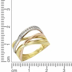 Fascination by Ellen K. 333 Gold 3-farbig Zirkonia weiß Ring 41675917262942