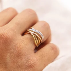 Fascination by Ellen K. 333 Gold 3-farbig Zirkonia weiß Ring 41675917262942