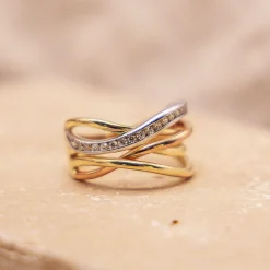 Fascination by Ellen K. 333 Gold 3-farbig Zirkonia weiß Ring 41675917262942