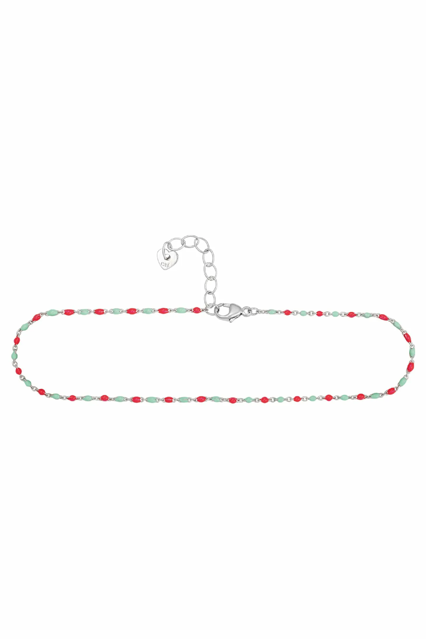 Fußkette 925 Silber rhodiniert Email in pink und türkis 41185185824862