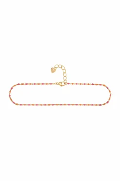 Fußkette 925 Silber vergoldet Email in pink und orange 41185185431646
