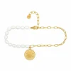 Fußkette 925 Silber Perlen Münze vergoldet Sonne Mond 41184831537246