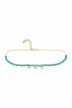 Fußkette 925 Silber vergoldet türkiser Howlith Plättchen 41185022148702