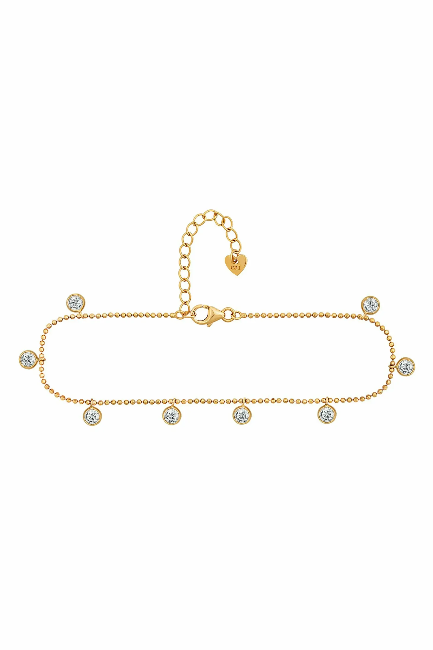 Fußkette 925/- Sterling Silber vergoldet Anhänger rund Zirkonia 41184810762334