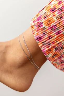 Fußkette 925/- Sterling Silber rhodiniert Venezianer Kette zweireihig 41184679919710