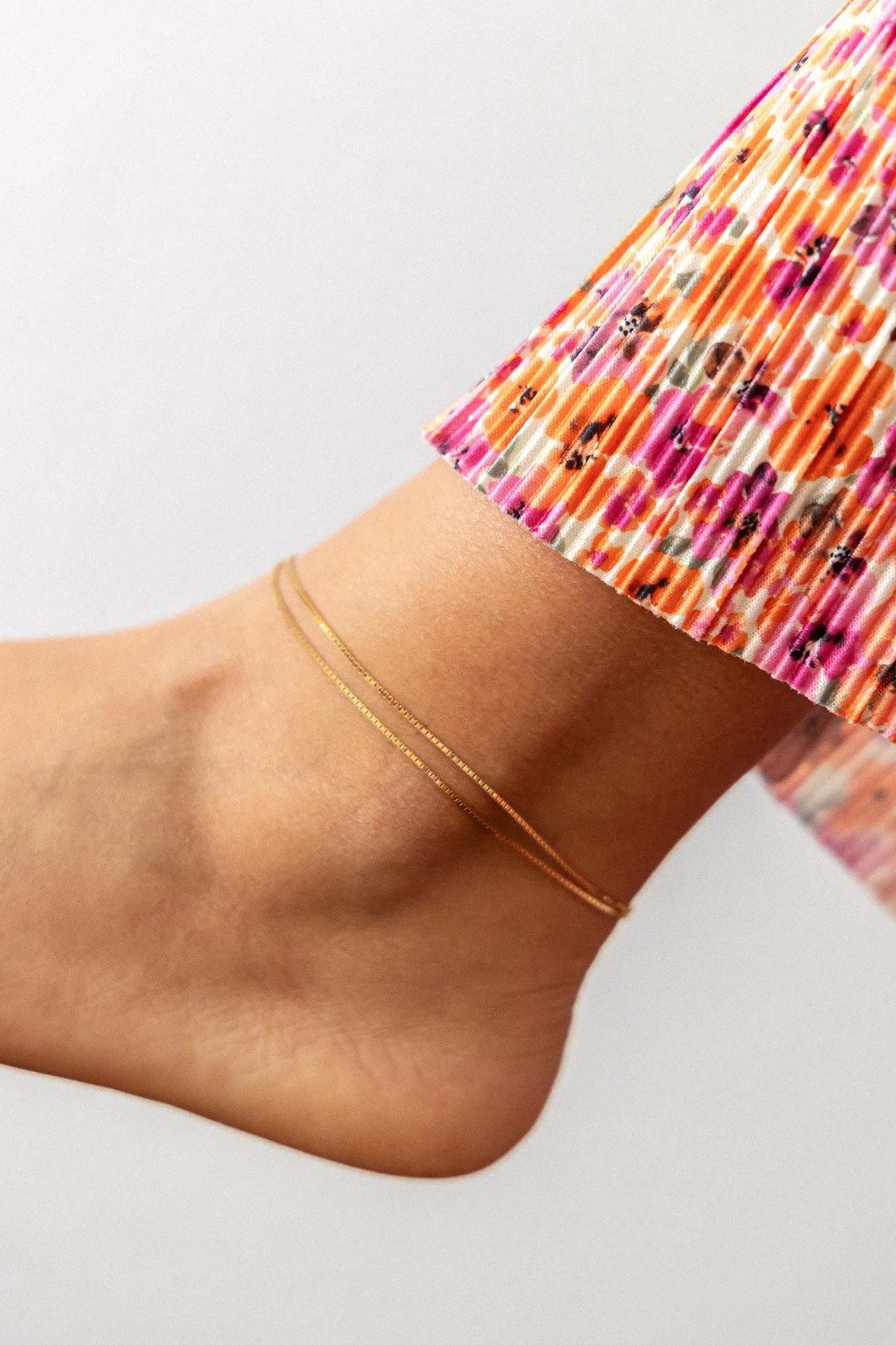 Fußkette 925/- Sterling Silber vergoldet Venezianer Kette zweireihig 41184680149086