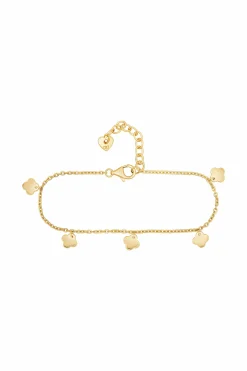 Fußkette 925 Sterling Silber gelb vergoldet Anhänger Clover Kleeblatt 41184966475870