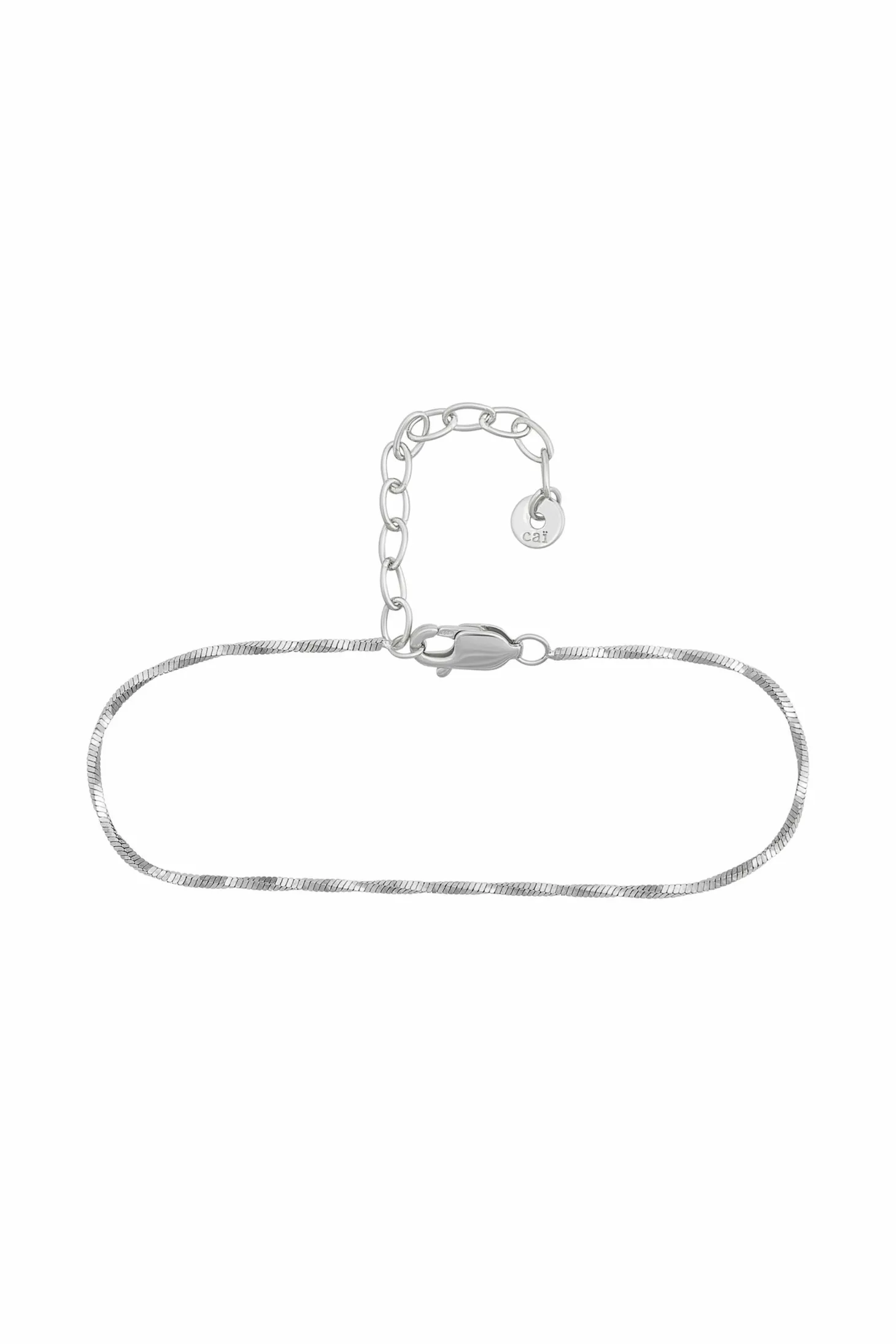 Fußkette 925/- Sterling Silber rhodiniert Schlangenkette vierseitig diamantiert gedreht 41184793821278