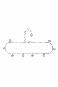 Fußkette 925/- Sterling Silber rhodiniert Anhänger rund Zirkonia 41184810238046