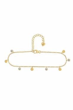 Fußkette 925 Sterling Silber gelb vergoldet Anhänger Plättchen Zirkonia 41184812793950