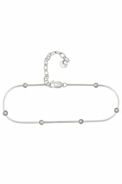 Fußkette 925/- Sterling Silber rhodiniert Schlangenkette vierseitig diamantiert mit Kugeln 41184794935390