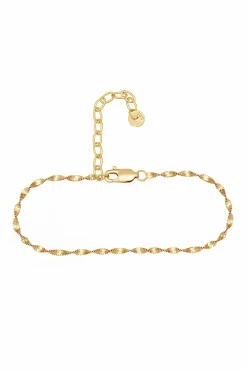 Fußkette 925/- Sterling Silber vergoldet Flachpanzer Kette gedreht 41184793591902