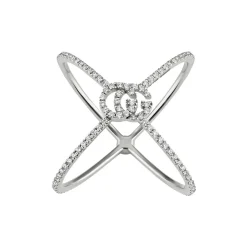 Gucci GG RUNNING Damen Ring 18 Karat Weißgold Diamanten X-Form YBC581978001