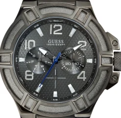Guess Armbanduhr Herren-Armbanduhr XL Rigor Multifunktion Analog Quarz Edelstahl W0218G1