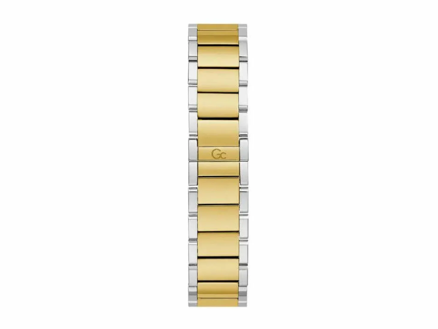 Guess Collection Damen Armbanduhr Coussin Sleek Mid Size Metall Silber Gelbgold Z25002L1MF