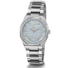 GUESS Collection GC Damen Armbanduhr Coussin Sleek Mid Size 34mm silber blau Z25003L7MF