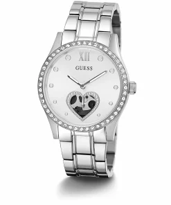 Guess Damen Armbanduhr Be Loved 38 mm Herz auf Zifferblatt Armband Edelstahl GW0380L1