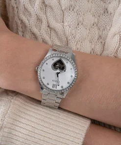 Guess Damen Armbanduhr Be Loved 38 mm Herz auf Zifferblatt Armband Edelstahl GW0380L1