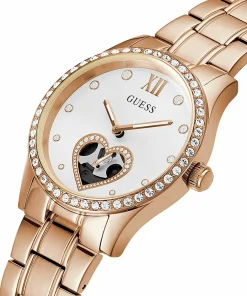 Guess Damen Armbanduhr Be Loved 38 mm Herz auf Zifferblatt Armband Edelstahl GW0380L3