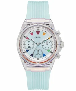 Guess Damen Armbanduhr Chronograph Athena hellblau 39 mm GW0438L8