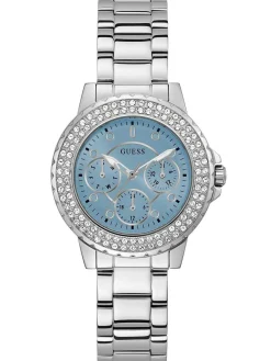 Guess Damen Armbanduhr Crown Jewel 36 mm Strasssteine auf dem Gehäuse Armband Edelstahl GW0410L1