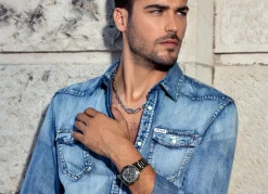 Guess Damen Armbanduhr Eve silber, schwarz 32 mm GW0615L1