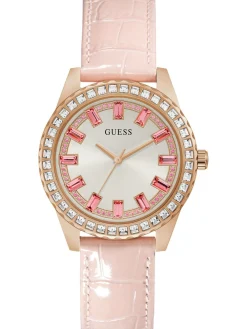 Guess Damen Armbanduhr Leder Armband SPARKLING PINK GW0032L2