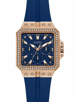 Guess Damen Armbanduhr Libra Multifunktion blau, rosegold 34 mm GW0618L2