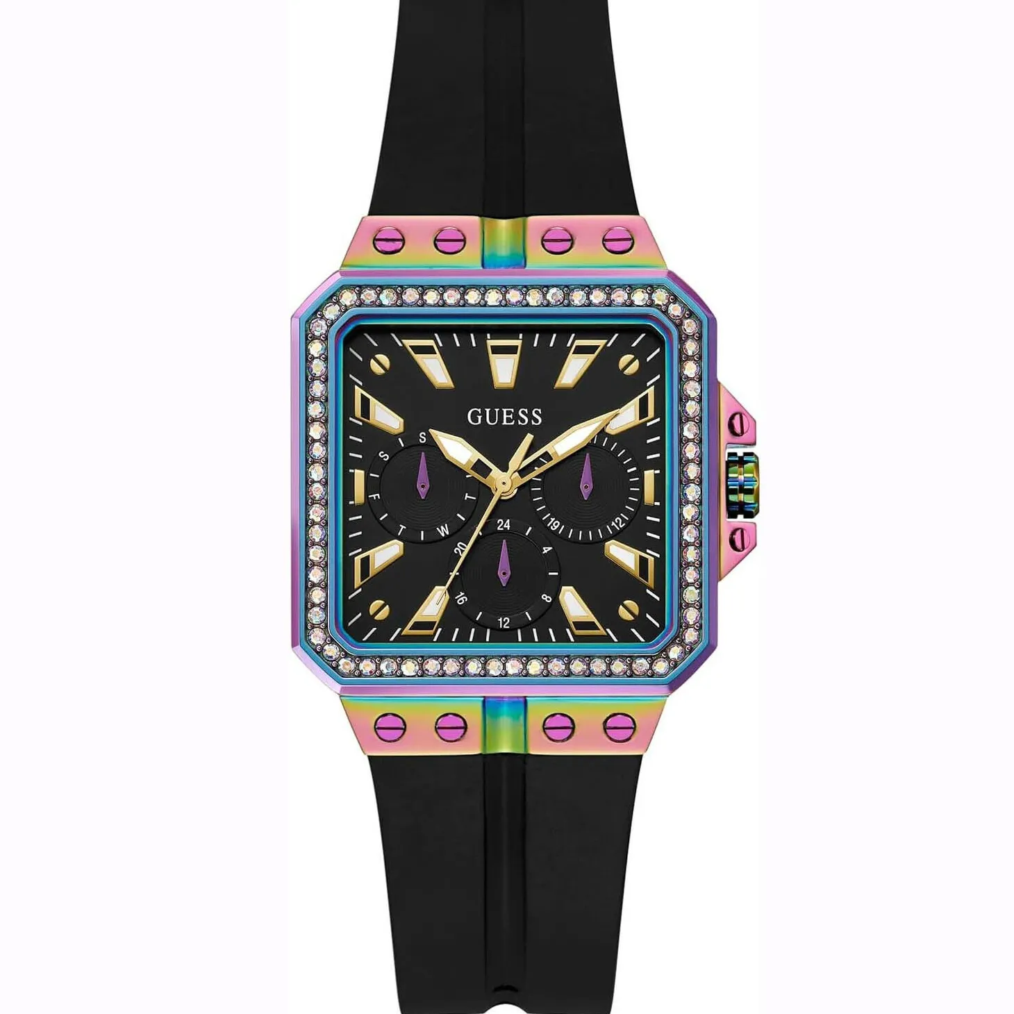 Guess Damen Armbanduhr Libra Multifunktion schwarz, mehrfarbig 34 mm GW0618L3