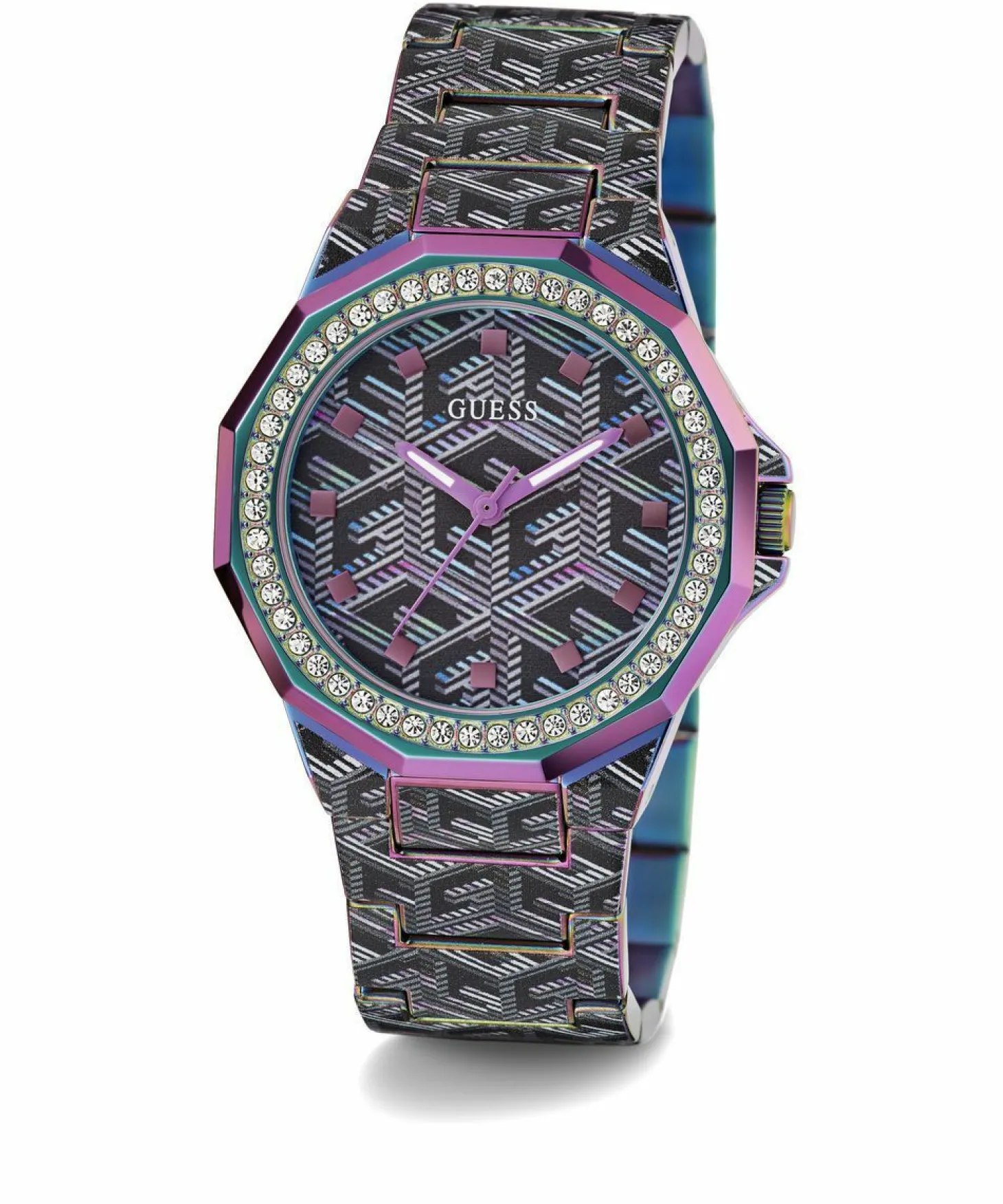 Guess Damen Armbanduhr Misfit, schwarz, pink 38 mm GW0597L2