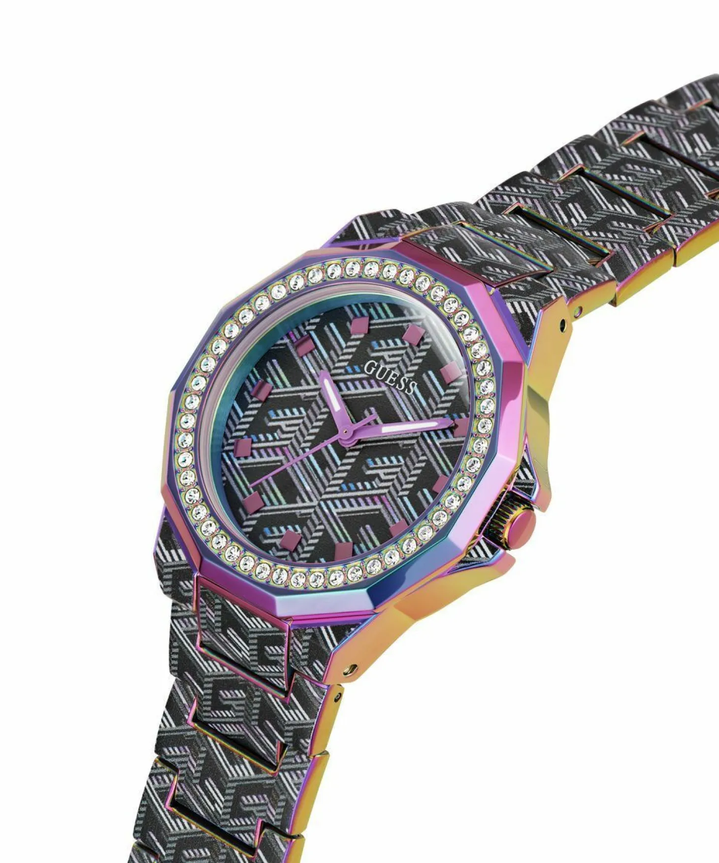 Guess Damen Armbanduhr Misfit, schwarz, pink 38 mm GW0597L2