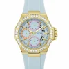 Guess Damen Armbanduhr SELENE Multifunktion hellblau, gold 39 mm GW0695L1