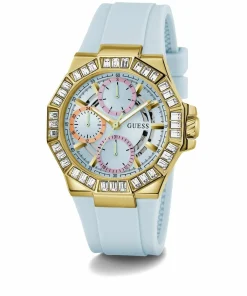 Guess Damen Armbanduhr SELENE Multifunktion hellblau, gold 39 mm GW0695L1