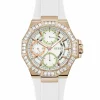 Guess Damen Armbanduhr SELENE Multifunktion weiß, roségold 39 mm GW0695L3