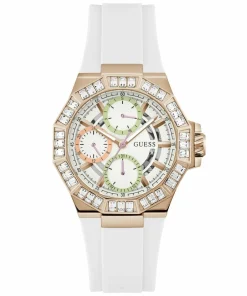Guess Damen Armbanduhr SELENE Multifunktion weiß, roségold 39 mm GW0695L3